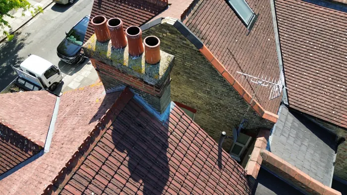 Chimney stack close-up inspection