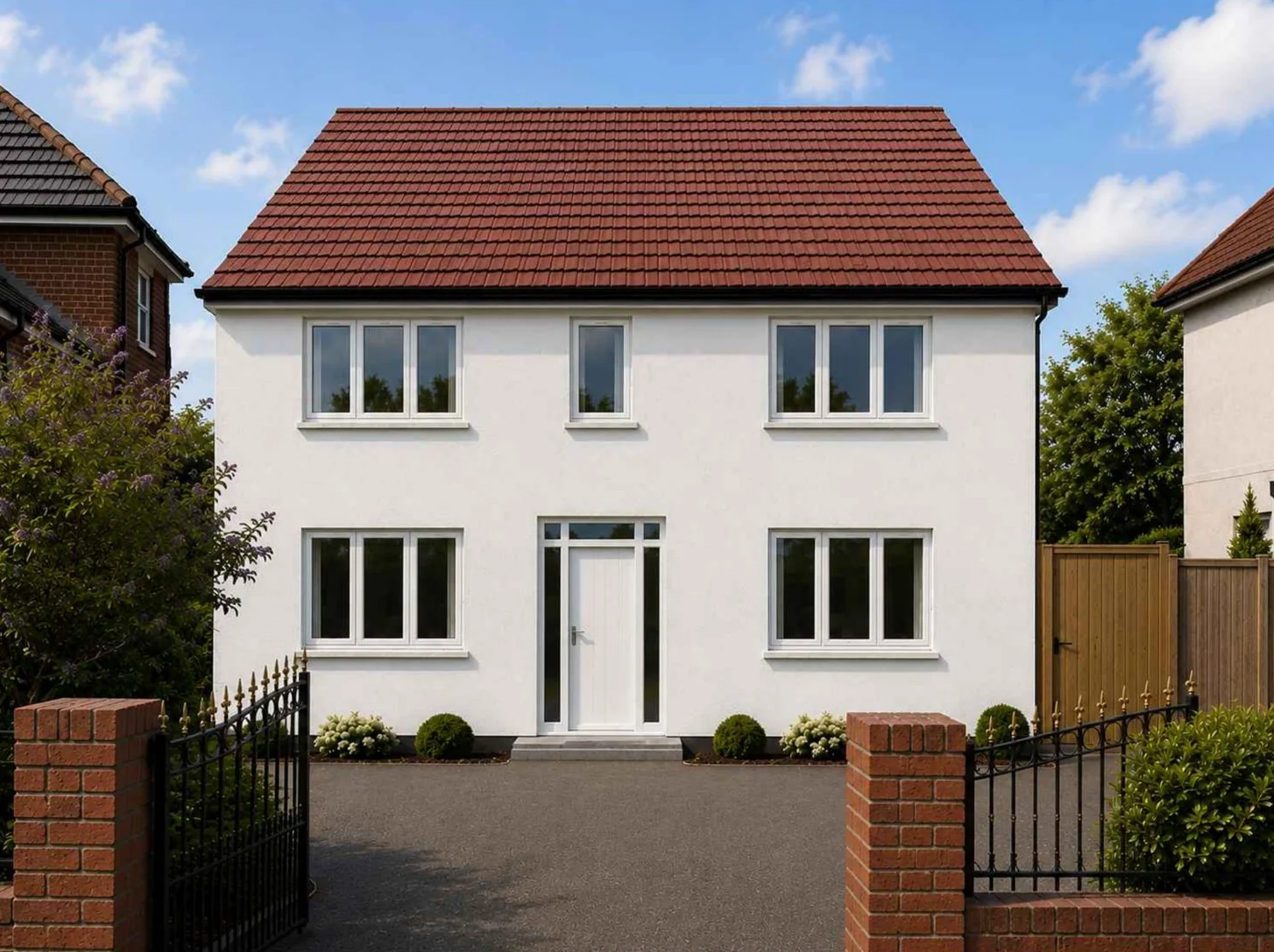 3D visualisation of a front, side and rear extension to a detached house in Birmingham